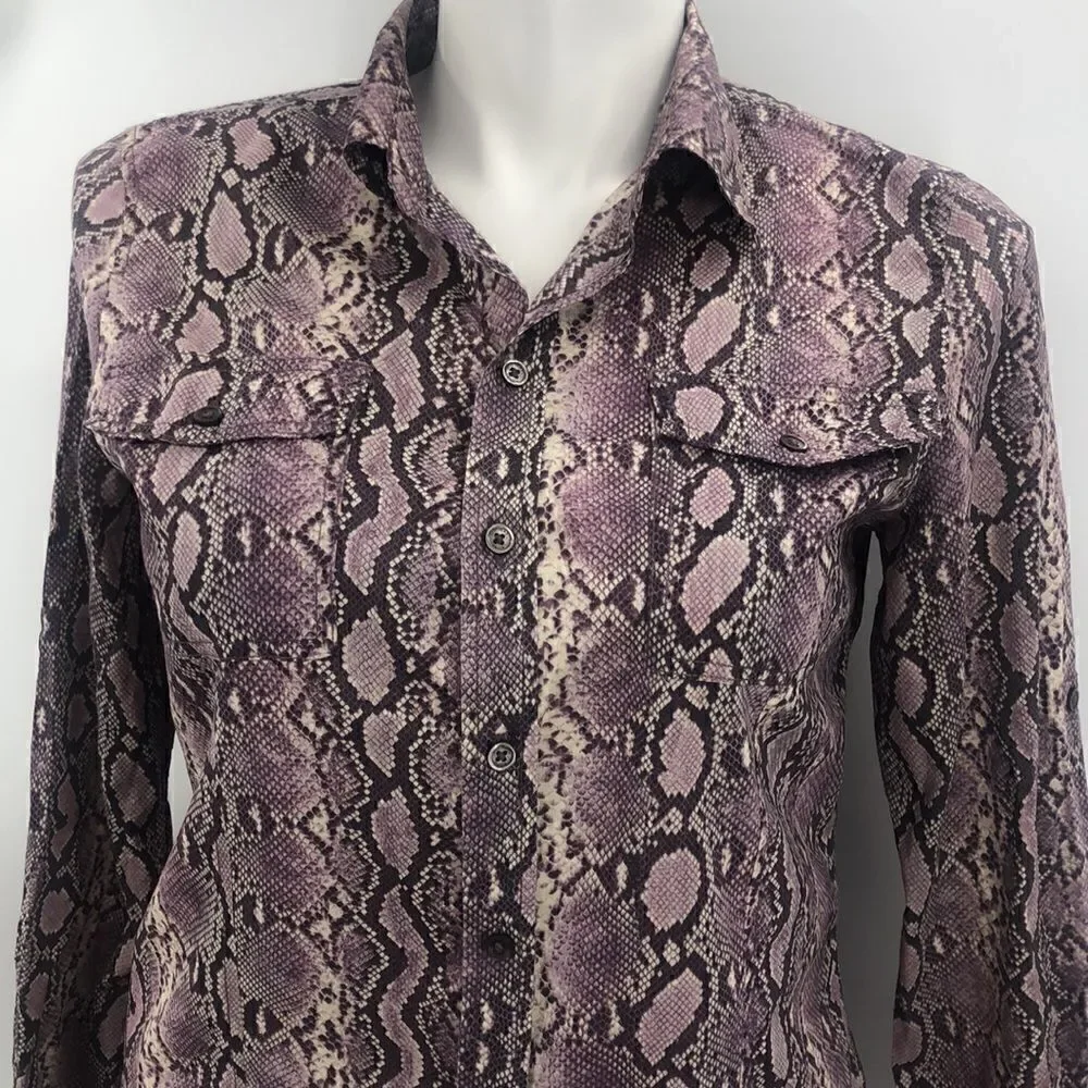 Michael Kors long sleeve lavender snake print size 14 blouse